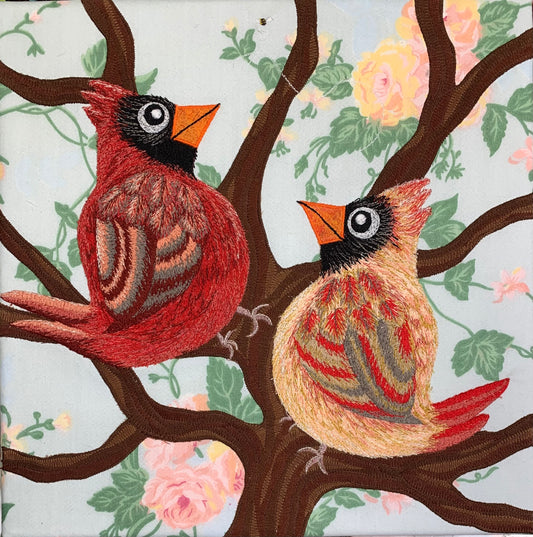 Cardinals and a bee